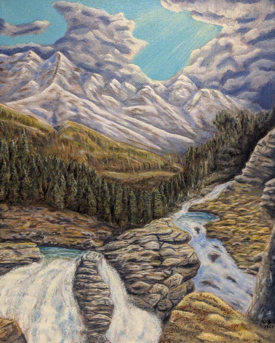 Baker Rising Beyond the Falls – Original Oil on Canvas, 16 x 20 inch