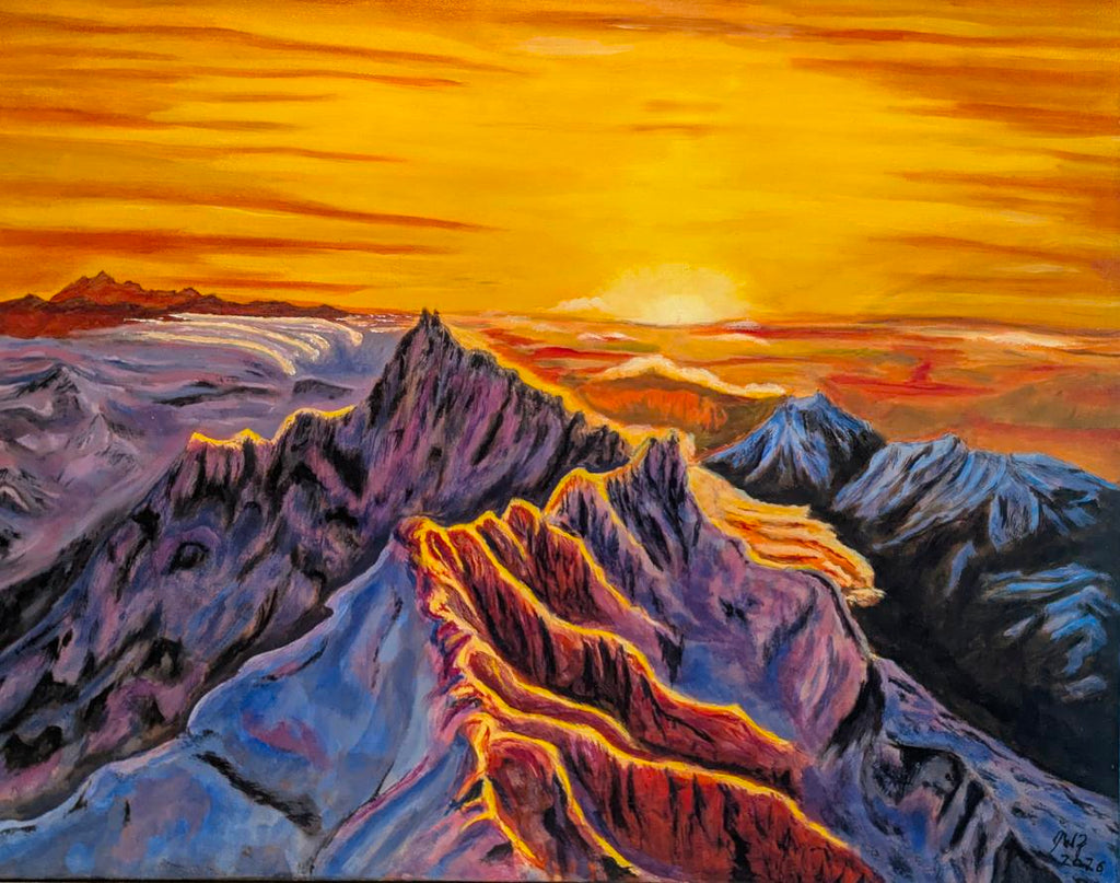 Cascades Dream in Golden Shade – Original Oil on Canvas, 16 x 20 inch
