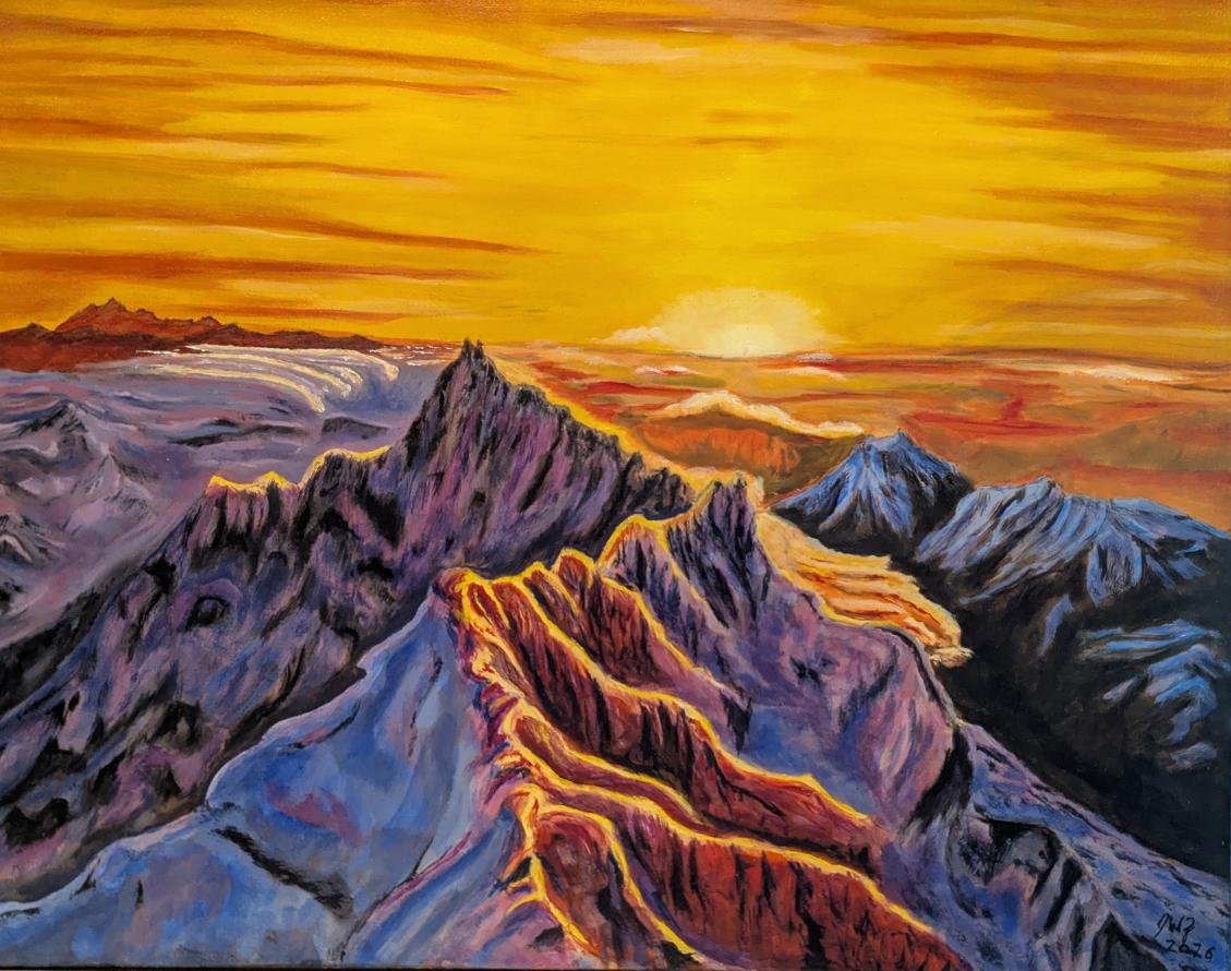 Cascades Dream in Golden Shade – Original Oil on Canvas, 16 x 20 inch