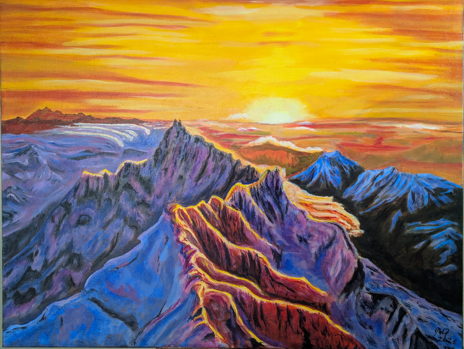 Cascades Dream in Golden Shade – Original Oil on Canvas, 16 x 20 inch