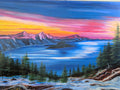 Twilight Rests over Crater Lake – Original Oil on Canvas, 16 x 20 inch